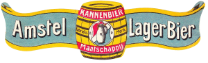 Etiket voor het door de Kannenbier-Maatschappij afgevulde Amstel Lager Bier. Het D.R.P. bij het logo staat voor 'Deutsches Reichs Patent'..